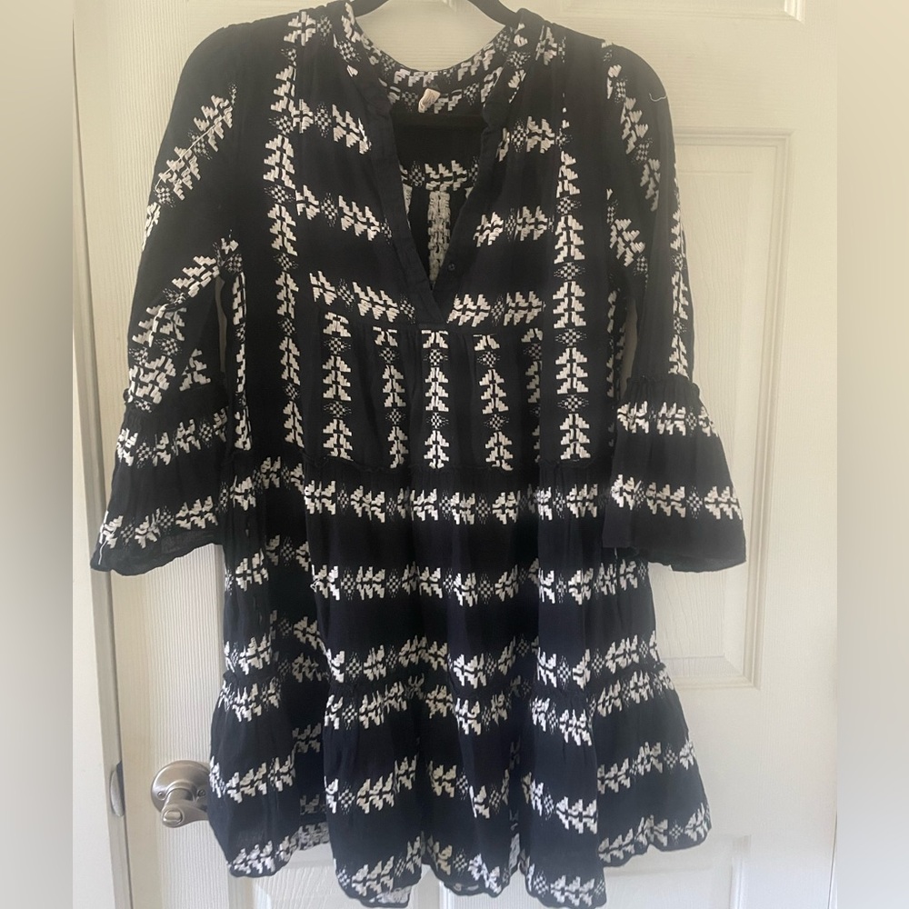 Elan Navy and White cover up/tunic dress